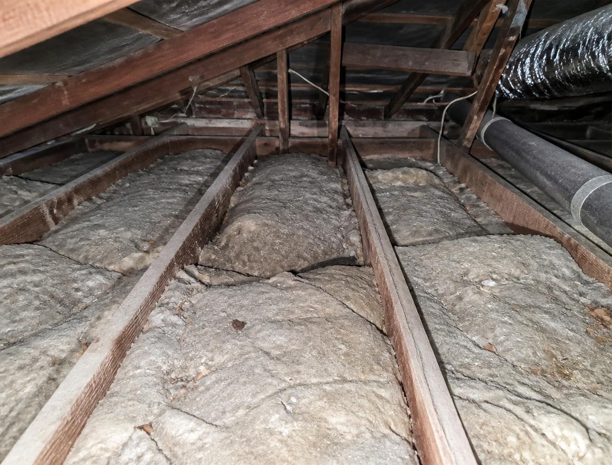 Before — old, degraded insulation